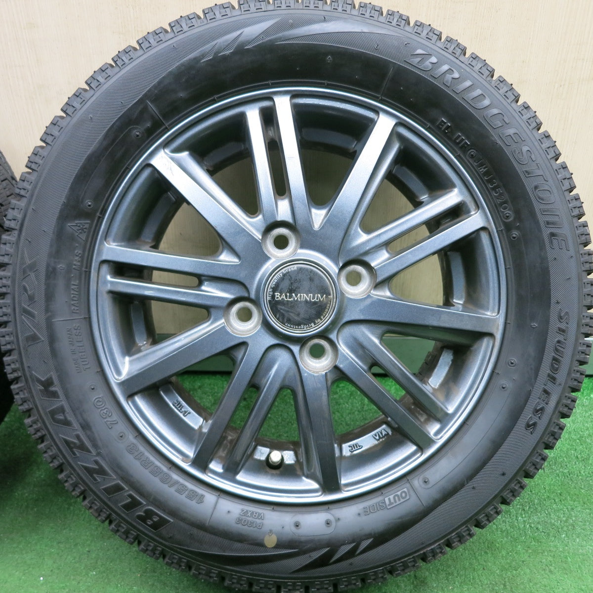 *送料無料* バリ溝！20年！キレイ！ほぼ10分★スタッドレス 155/65R13 ブリヂストン ブリザック VRX BALMINUM バルミナ 13インチ PCD100/4H★4053003HAス