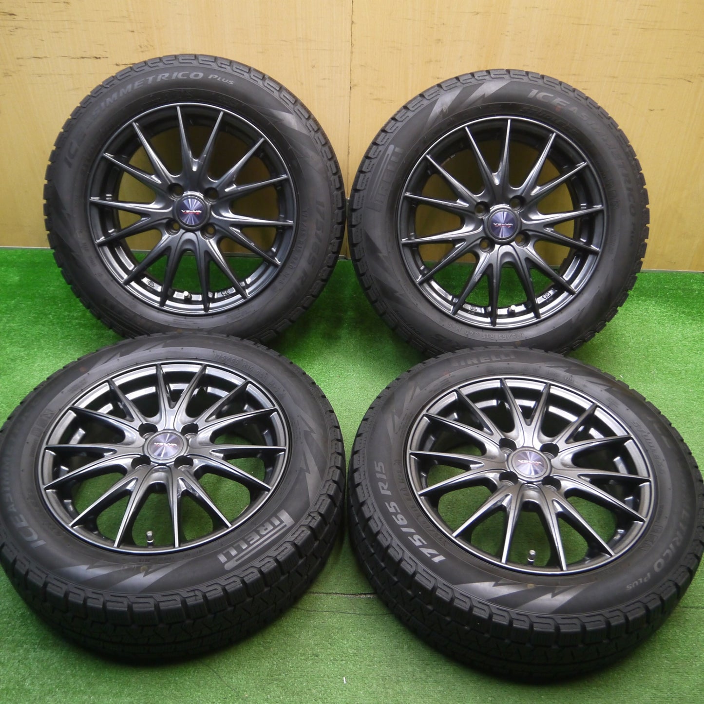 [送料無料] キレイ★スタッドレス 175/65R15 ピレリ アイスアシンメトリコ プラス VELVA SPORTZ ヴェルヴァ 15インチ PCD100/4H★5010612Hス