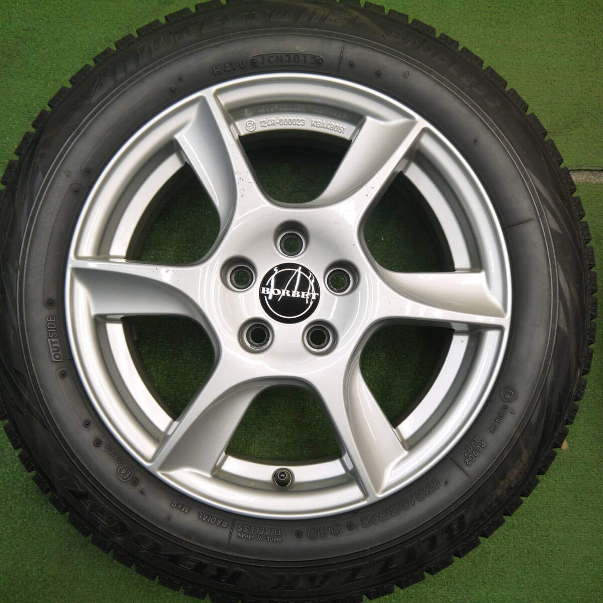 4本価格★ワーゲン等 BORBET 175/65R15 スタッドレス ブリヂストン ブリザック REVO GZ ボルベット PCD100/5H★5031706Hス