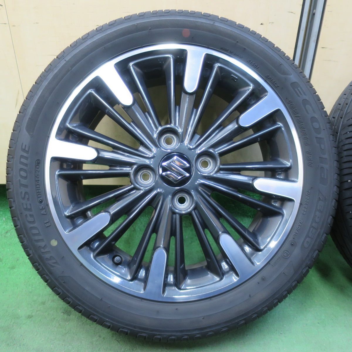 美品★スズキ MK53S スペーシア カスタム 純正 165/55R15 ブリヂストン エコピア EP150 15インチ PCD100/4H★6022309イノ