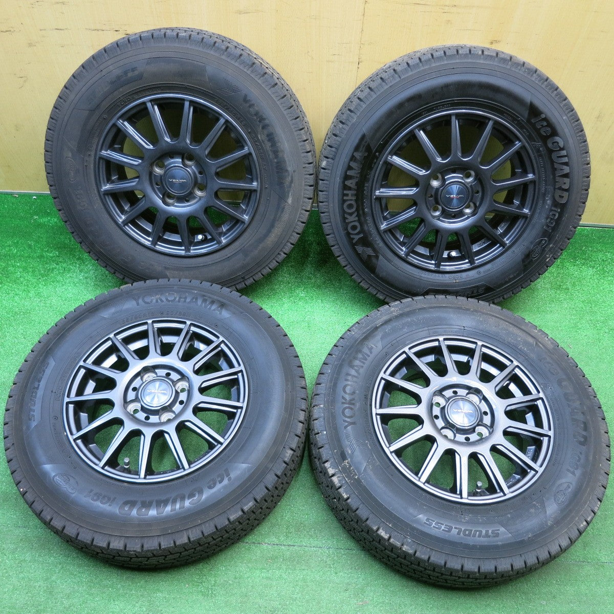 超バリ溝！キレイ！ほぼ10分★スタッドレス 165/80R13 90/88N ヨコハマ アイスガード iG91 VELVA IGOR ヴェルヴァ イゴール 13インチ PCD100/4H★6010308HAス