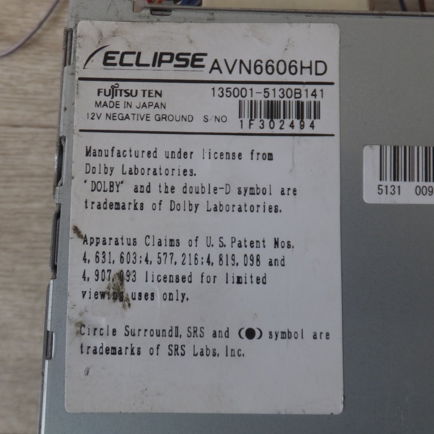 [送料無料] ★富士通テン イクリプス ECLIPSE HDDナビゲーション AVN6606HD(55)★