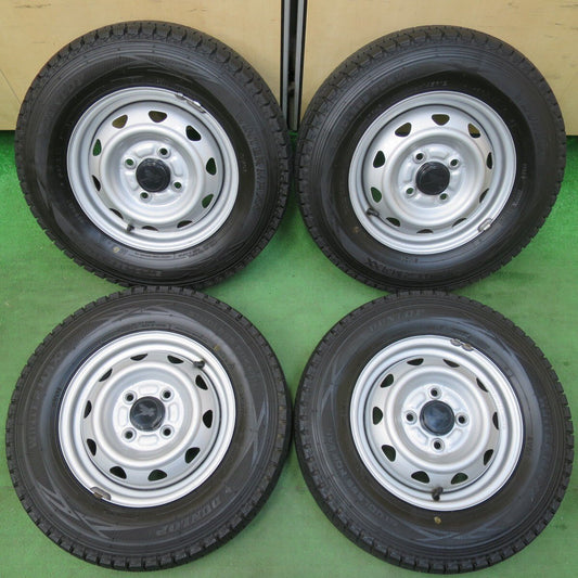 バリ溝！21年！キレイ！9.5分以上★スタッドレス 145R12 6PR ダンロップ ウインターマックス SV01 スチール ホイール 12インチ PCD100/4H★5021506イス