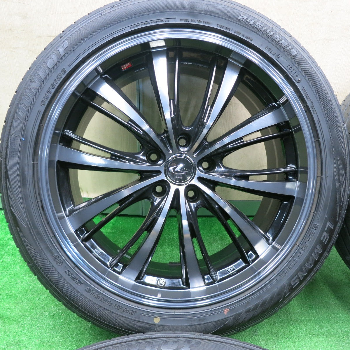 [送料無料] バリ溝！キレイ！9.5分★LEONIS EX 245/45R19 ダンロップ LE MANS V レオニス 19インチ ルマン5 PCD114.3/5H★4112502TNノ