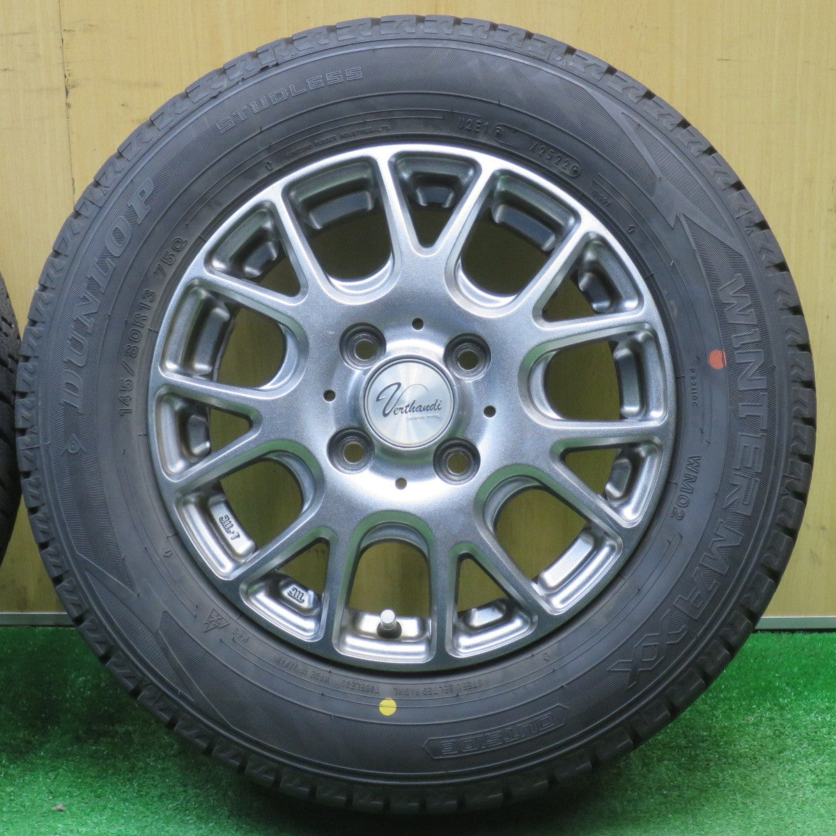 キレイ！22年★スタッドレス 145/80R13 ダンロップ ウインターマックス WM02 Verthandi ヴェルサンディ ヴェルザンディ 13インチ PCD100/4H★5120412NJス
