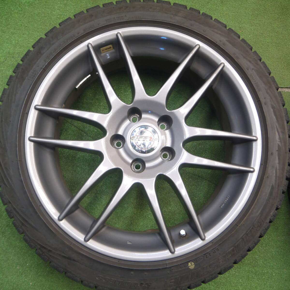 4本★WORK ESPERIO DESIGN 225/45R18 スタッドレス ブリヂストン REVO GZ ワーク エスペリオ PCD114.3/5H★5021807Hス