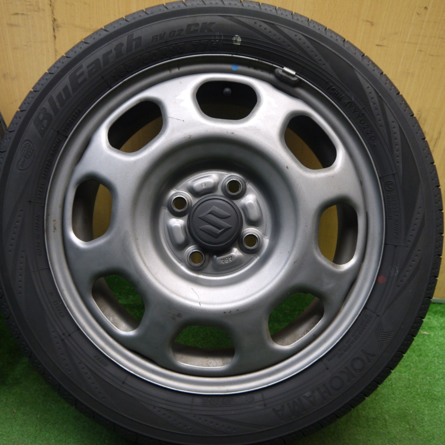 2本価格★スズキ ハスラー 純正 スチール 165/60R15 ヨコハマ ブルーアース RV-02 CK 15インチ PCD100/4H★5061606Hノ