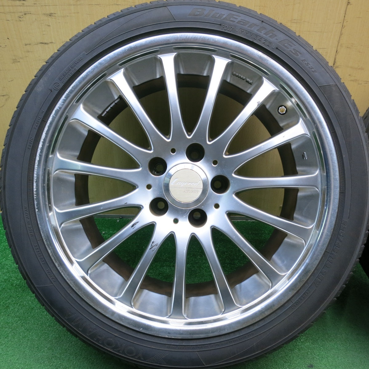 バリ溝！22年！9分★ Layered ZELGER 225/45R18 ヨコハマ BluEarth-ES ES32 レイヤードゼルガー 18インチ PCD114.3/5H★5051303TNノ