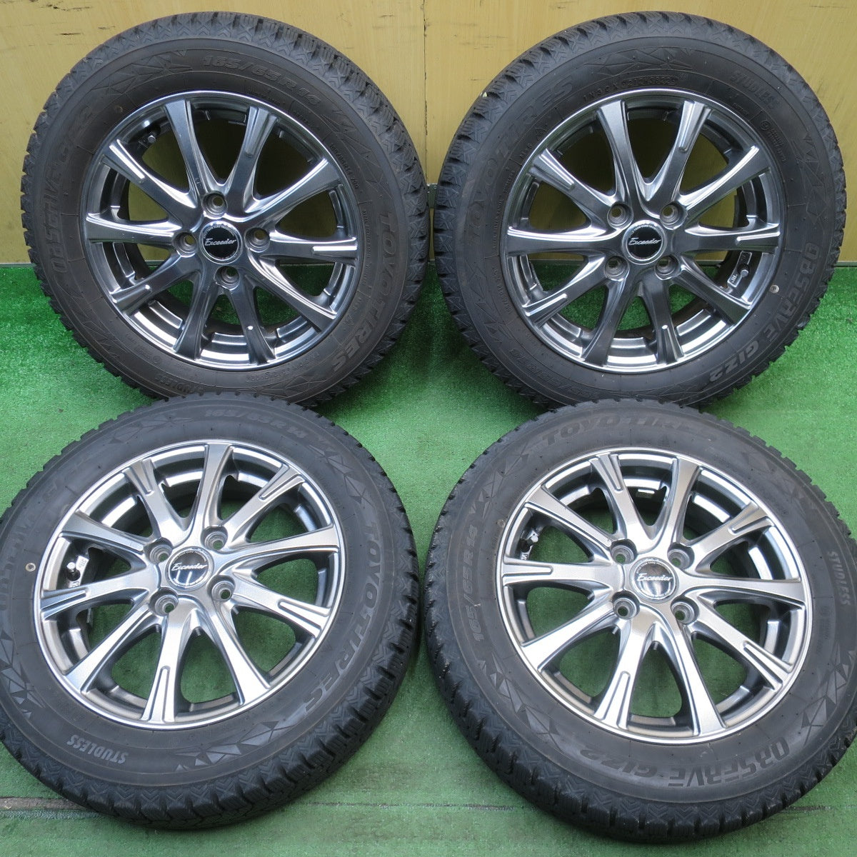バリ溝！22年！9分★スタッドレス 165/65R14 トーヨー オブザーブ GIZ2 Exceeder エクシーダー 14インチ ソリオ ハスラー 等 PCD100/4H★6050405NJス