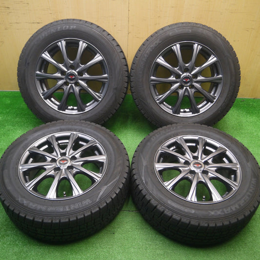 [送料無料] バリ溝！21年！キレイ！9.5分★プリウス等 195/65R15 スタッドレス ダンロップ ウインターマックス WM02 TEAD テッド 15インチ PCD100/5H★4110503Hス