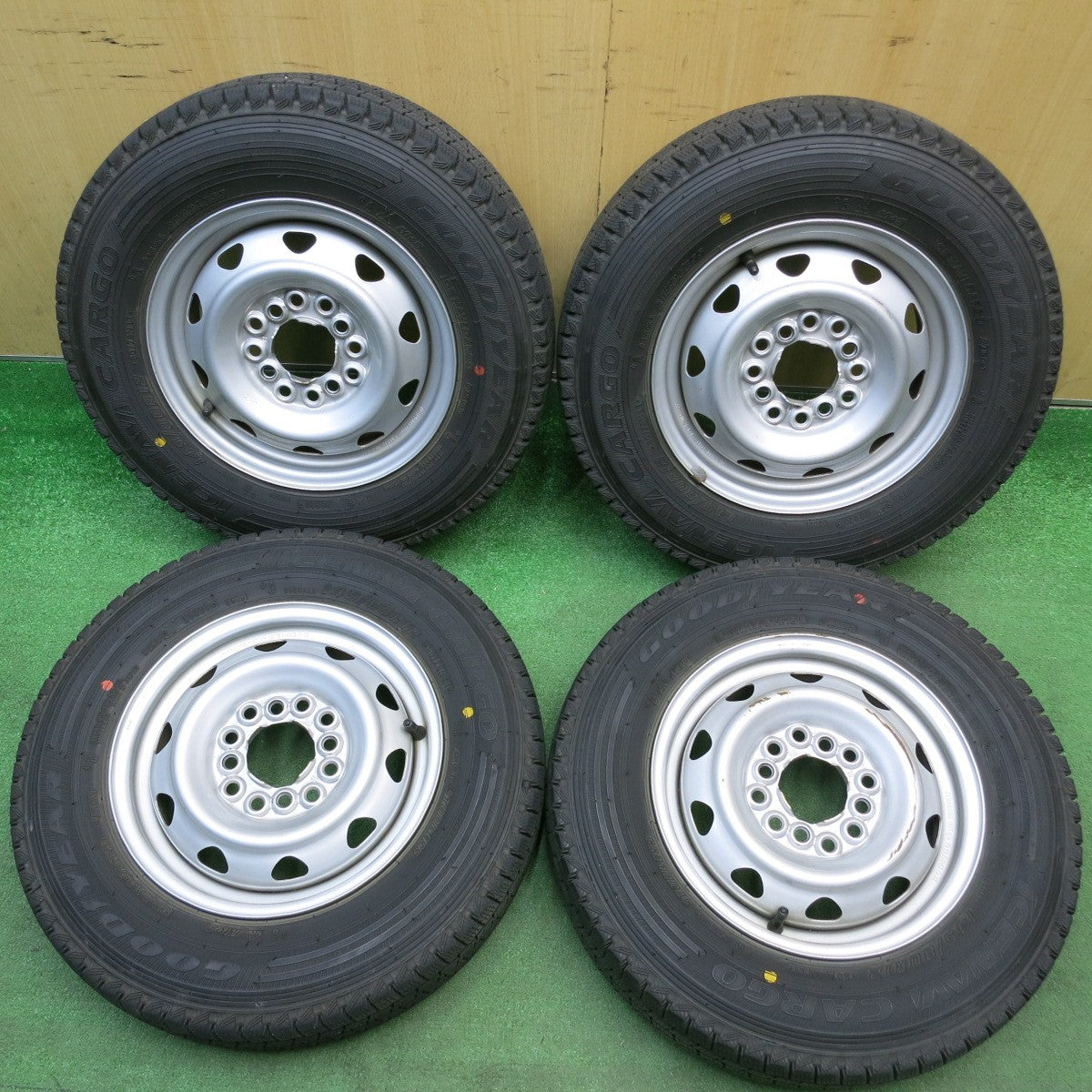 バリ溝！9分★スタッドレス 145/80R12 80/78N グッドイヤー アイスナビ CARGO スチール ホイール 12インチ カーゴ PCD100 110 114.3/4H マルチ★6032907HAス