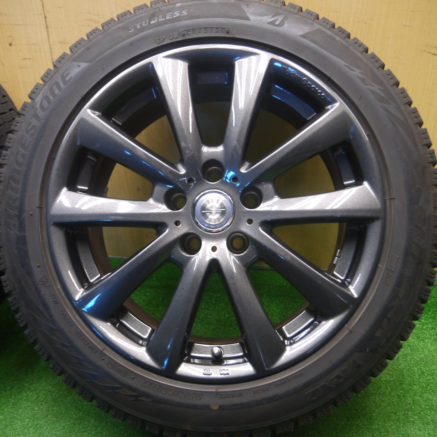 [送料無料] バリ溝！20年！キレイ！9.5分★BMW アウディ 等 225/50R17 スタッドレス ブリヂストン ブリザック VRX2 Team Sparco チームスパルコ PCD112/5H★4102505Hス