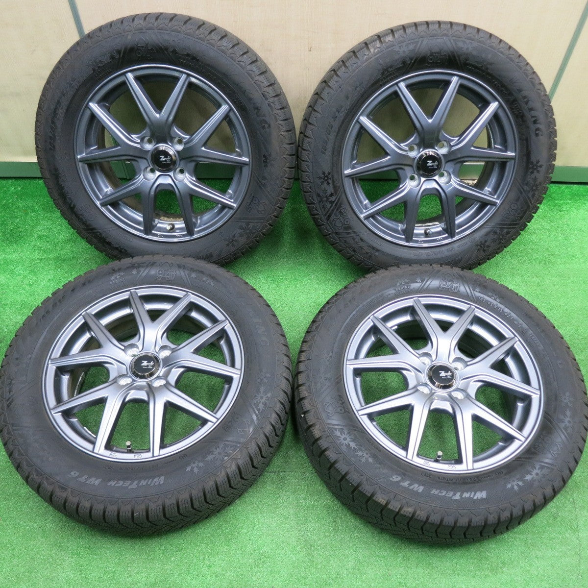 [送料無料] バリ溝！23年！キレイ！9.5分以上★スタッドレス 185/65R15 バイキング WINTECH WT6 Zmeist M5 15インチ PCD100/4H★4102903HAス