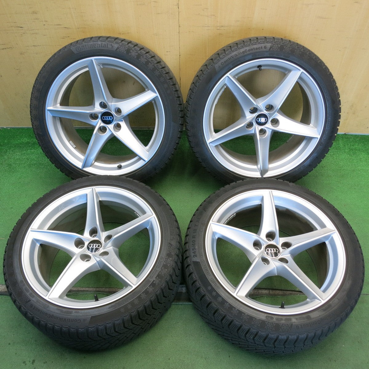 バリ溝！キレイ！8.5分◎アウディ A5 Sライン 純正 245/40R18 スタッドレス コンチネンタル コンチバイキング コンタクト6 18インチ PCD112/5H◎6081603HAス