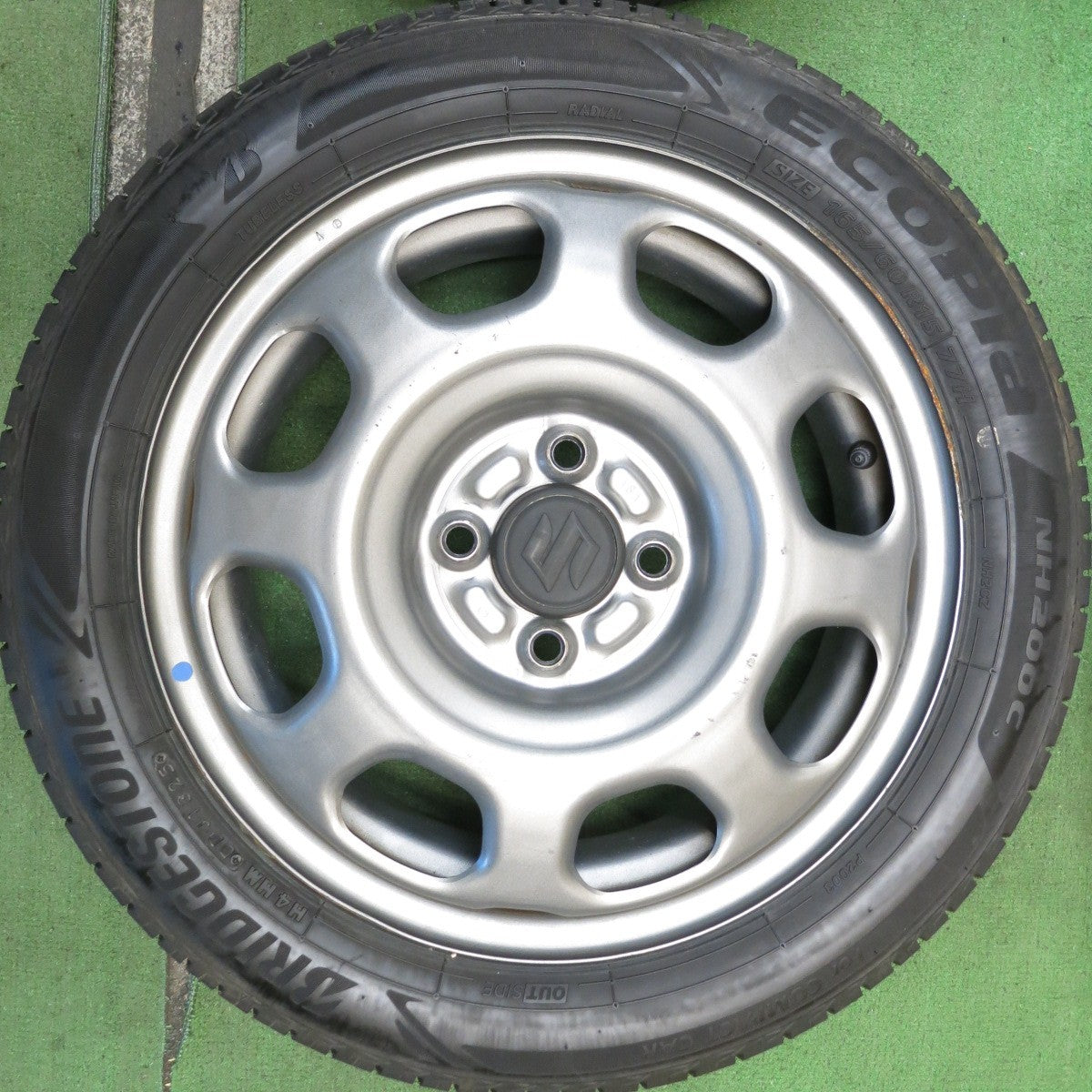 バリ溝！25年！9分◎スズキ ハスラー 純正 スチール 165/60R15 ブリヂストン エコピア NH200C 15インチ PCD100/4H◎6082707HAノ