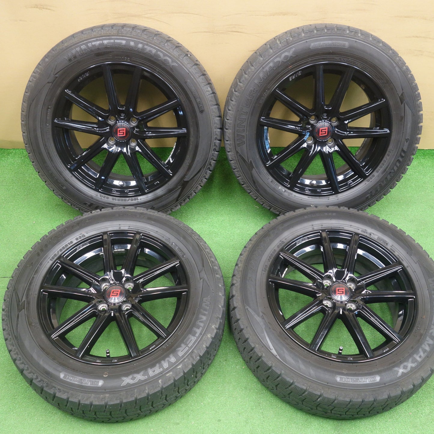 バリ溝！キレイ！9分★スタッドレス 195/65R16 ダンロップ ウインターマックス WM02 SEIN SS ザイン 16インチ PCD100/4H★6040502KTス