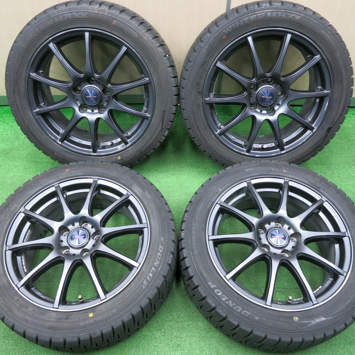 [送料無料] バリ溝！22年！キレイ！9.5分★スタッドレス 215/50R17 ダンロップ ウインターマックス WM02 VELVA CHARGE ヴェルヴァ 17インチ PCD114.3/5H★4112502NJス