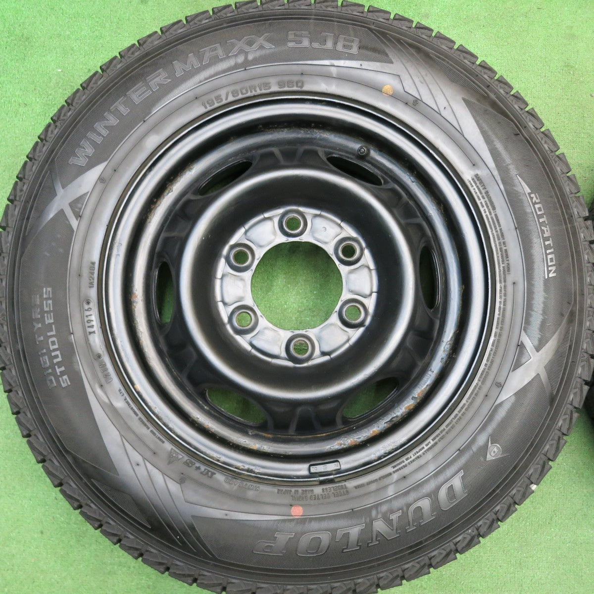 バリ溝！9分★日産 キャラバン 純正 スチール 195/80R15 スタッドレス ダンロップ ウインターマックス SJ8 15インチ PCD139.7/6H★5062204HAス