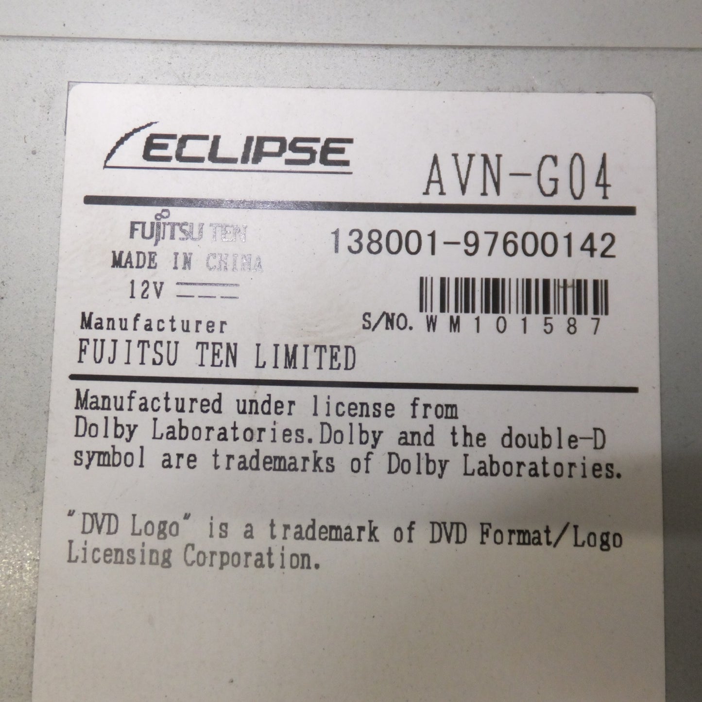 [送料無料] ★富士通テン イクリプス ECLIPSE メモリーナビゲーション AVN-G04[58]★