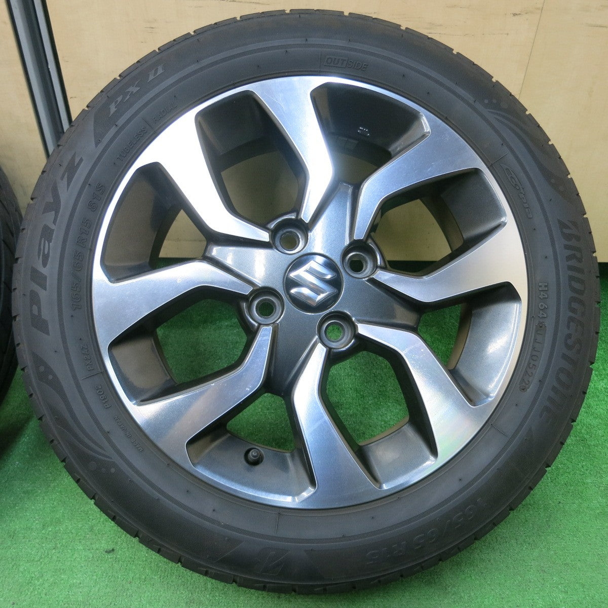 *送料無料* バリ溝！22年！キレイ！8.5分★スズキ MA36S ソリオ バンディット 純正 165/65R15 ブリヂストン プレイズ PX2 15インチ PCD100/4H★4041012イノ