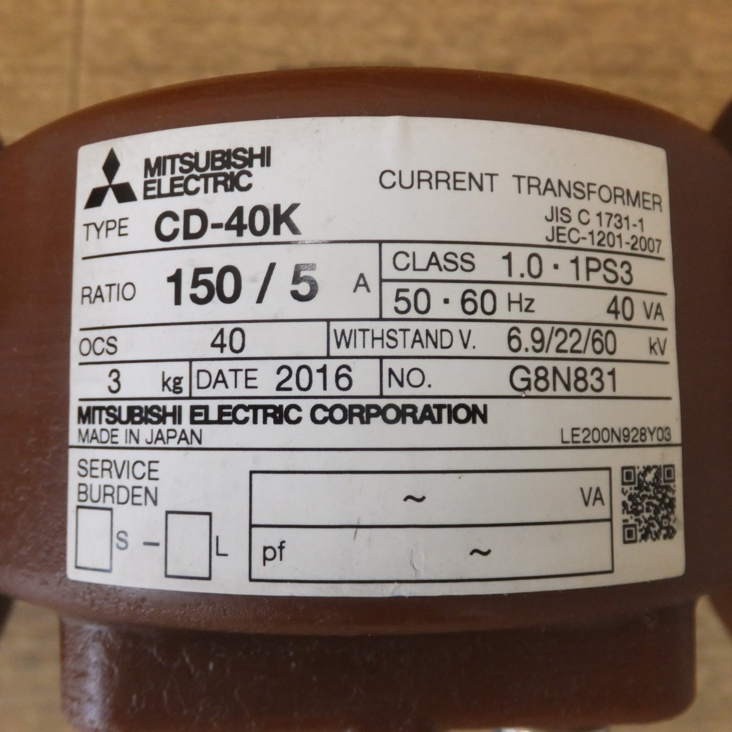 [送料無料] 未使用★三菱電機 MITSUBISHI 計器用変成器 変流器 電力管理用計器 CD-40K　RATIO 150/5A　2個入★