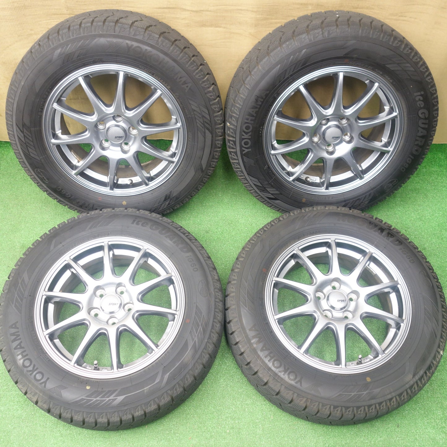 バリ溝！22年！キレイ！9.5分以上★プリウス 等 195/65R15 スタッドレス ヨコハマ アイスガード iG60 SPORT ABELIA スポルト アベリア 15インチ PCD100/5H★6020905KTス