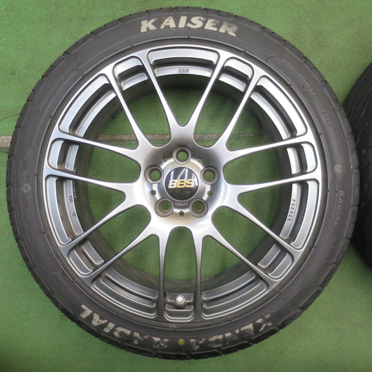バリ溝！25年！キレイ！9.5分◎86 BRZ 等 BBS RE5010 215/45R17 ケンダ ラジアル カイザー 17インチ PCD100/5H◎6061702NJノ