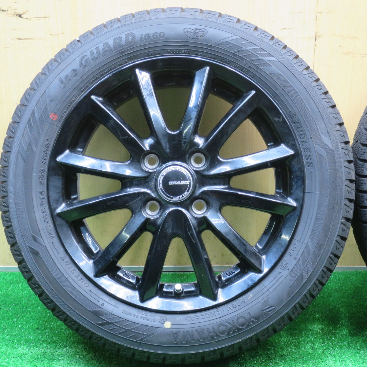 バリ溝！23年！9.5分★スタッドレス 155/65R14 ヨコハマ アイスガード iG60 QRASIZ KOSEI クレイシズ コーセイ 14インチ PCD100/4H★5101404NJス