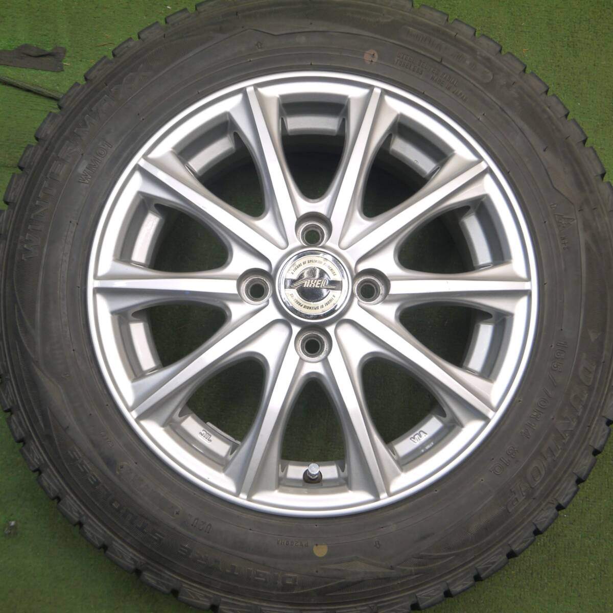 バリ溝！9分★スタッドレス 165/70R14 ダンロップ ウインターマックス WM01 AXEL アクセル 14インチ PCD100/4H★4072902Hス
