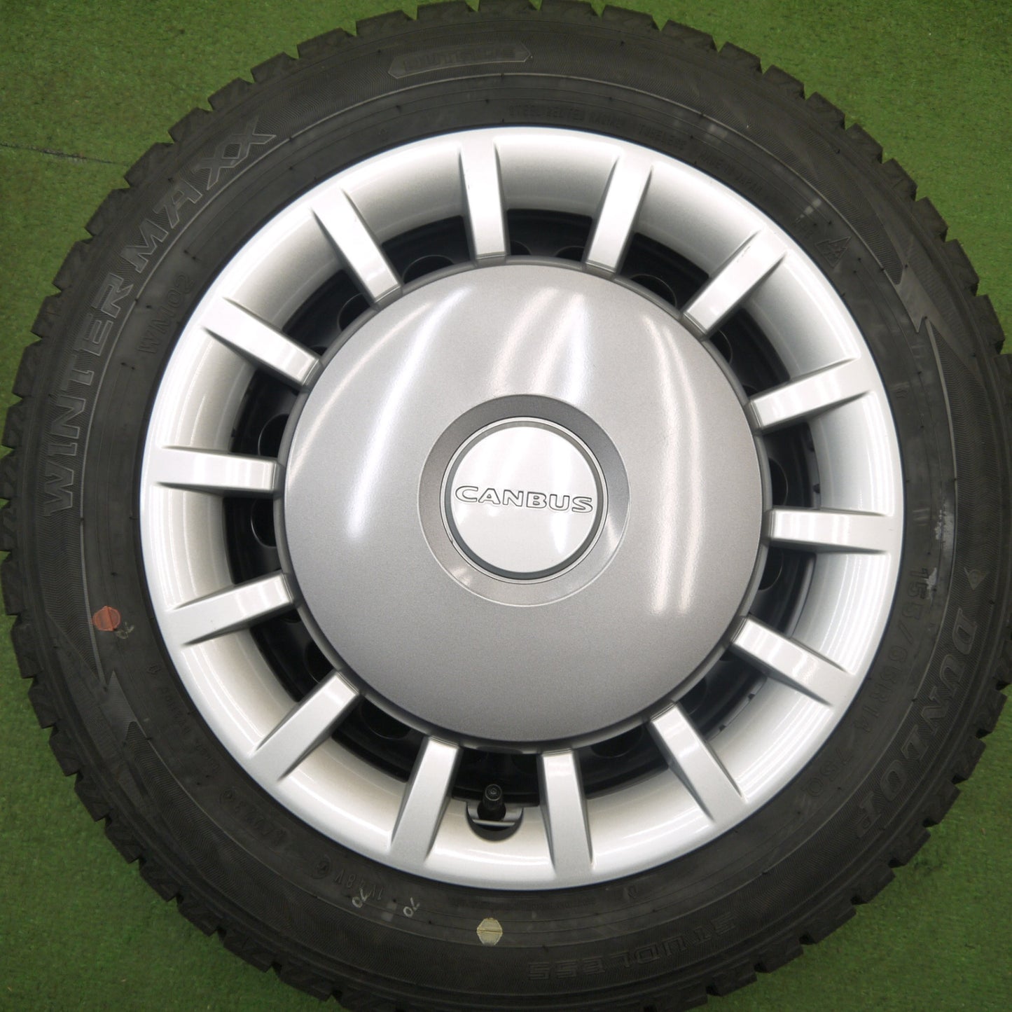 バリ溝！23年！キレイ！9.5分★ダイハツ ムーヴ キャンバス 純正 スチール 155/65R14 スタッドレス ダンロップ ウインターマックス WM02 14インチ PCD100/4H★6020608Hス