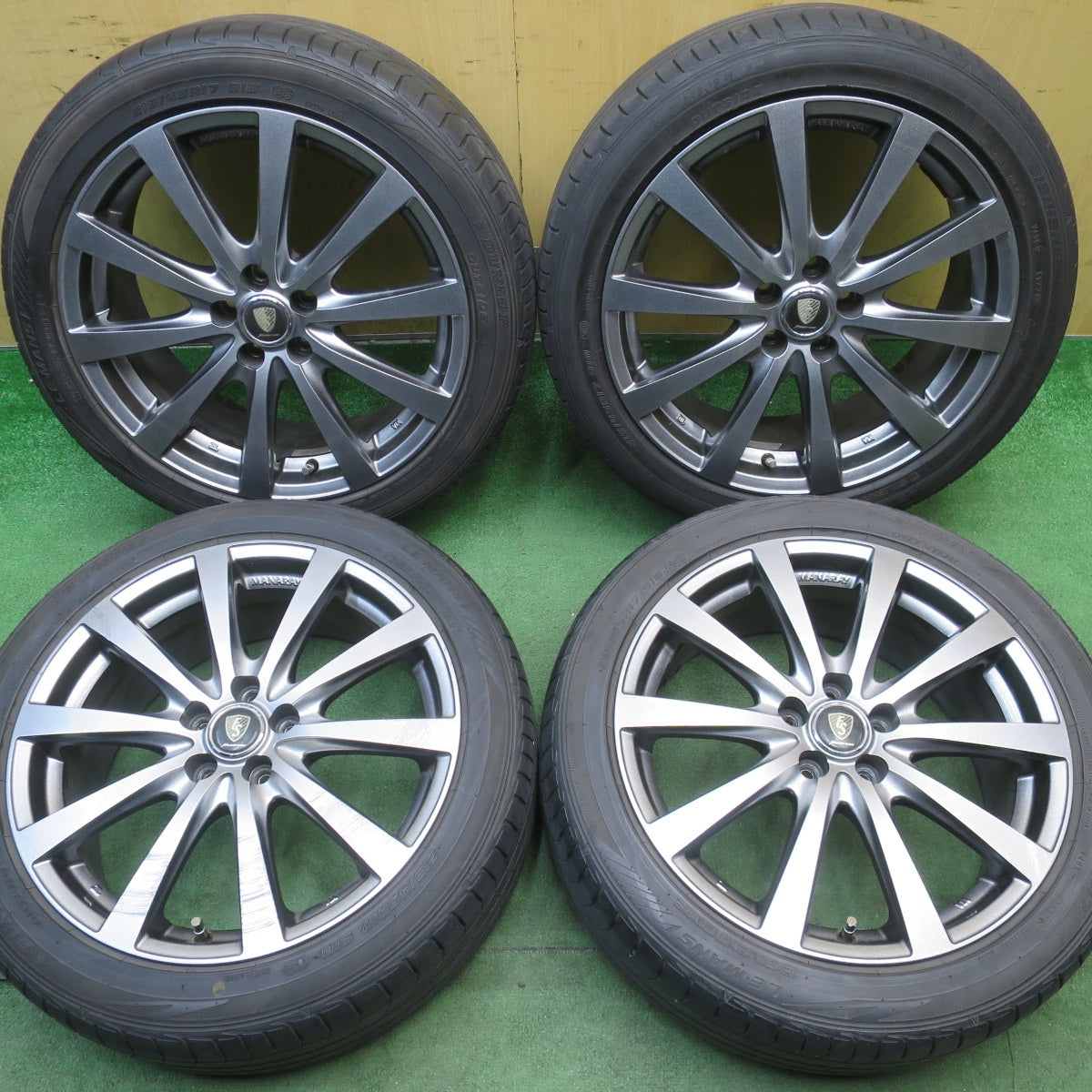 バリ溝！9分◎プリウス 等 215/45R17 ダンロップ LE MANS V MANARAY SPORT ルマン5 マナレイ スポーツ 17インチ PCD100/5H◎6060904NJノ