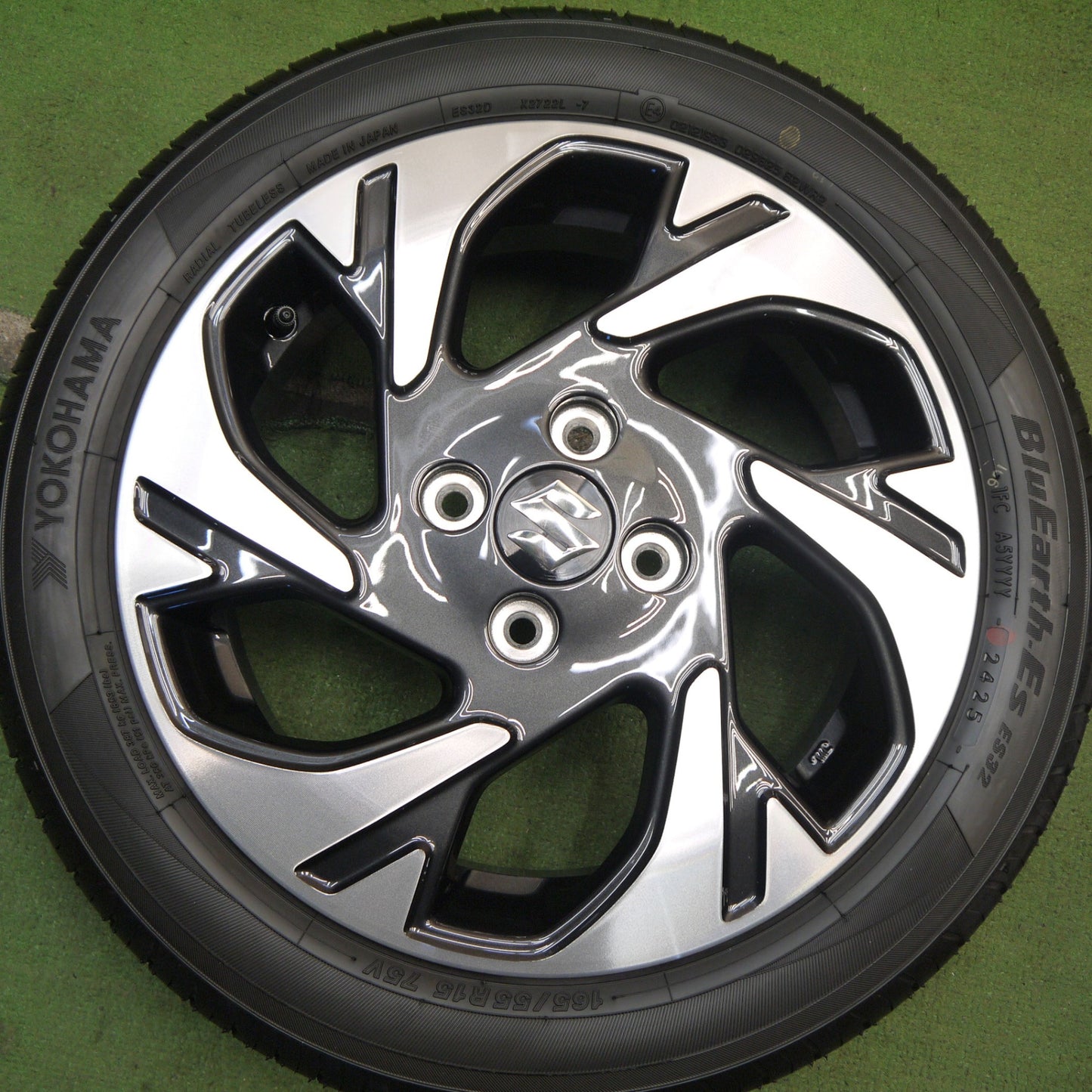新車外し！25年★スズキ MK54S スペーシア カスタム 純正 165/55R15 ヨコハマ BluEarth-ES ES32 15インチ PCD100/4H★5082509Hノ