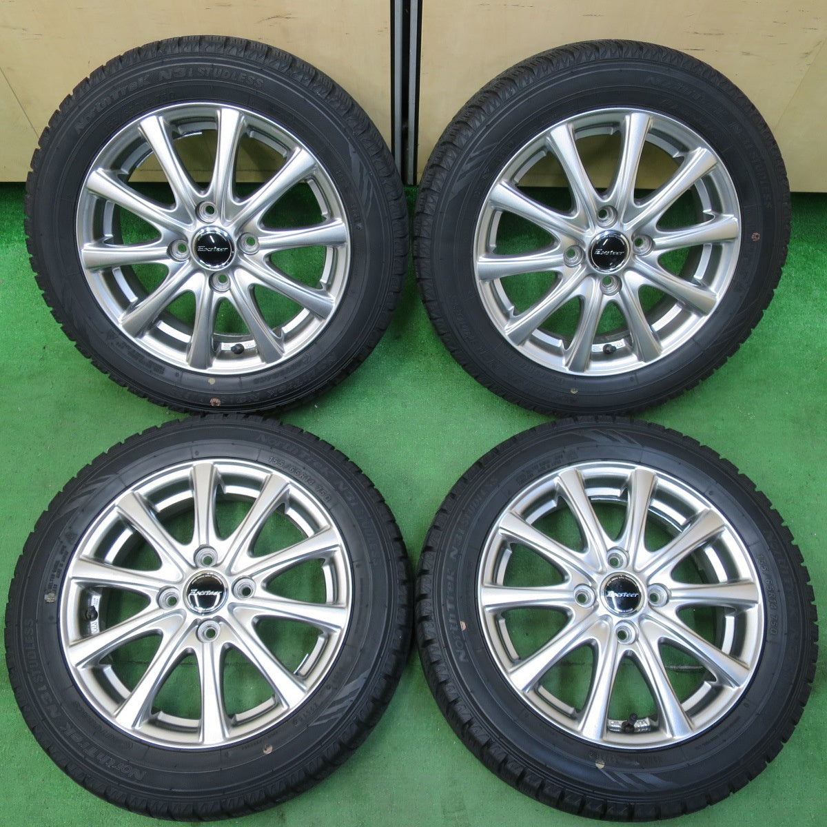 *送料無料* バリ溝！キレイ！9.5分★スタッドレス 155/65R14 オートバックス ノーストレック N3i Exceeder エクシーダー 14インチ PCD100/4H★4080107イス