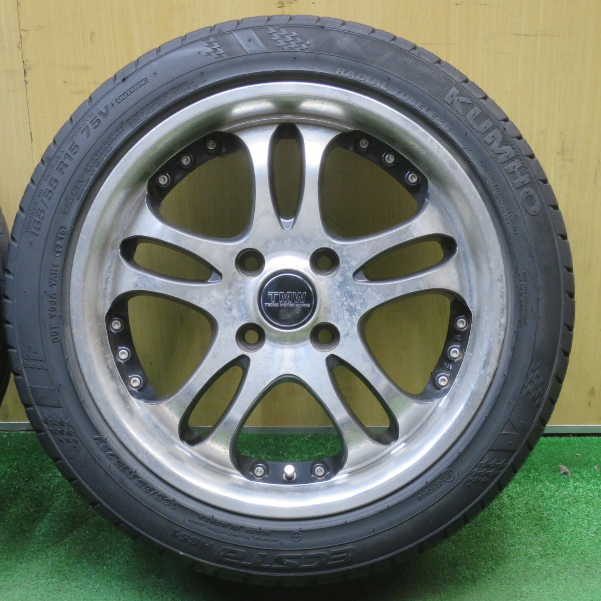 バリ溝！9.5分★165/55R15 クムホ エクスタ HS51 TMW TECNO MOTOR WORKS テクノ モーター ワークス 15インチ 軽サイズ PCD100/4H★6051102NJノ