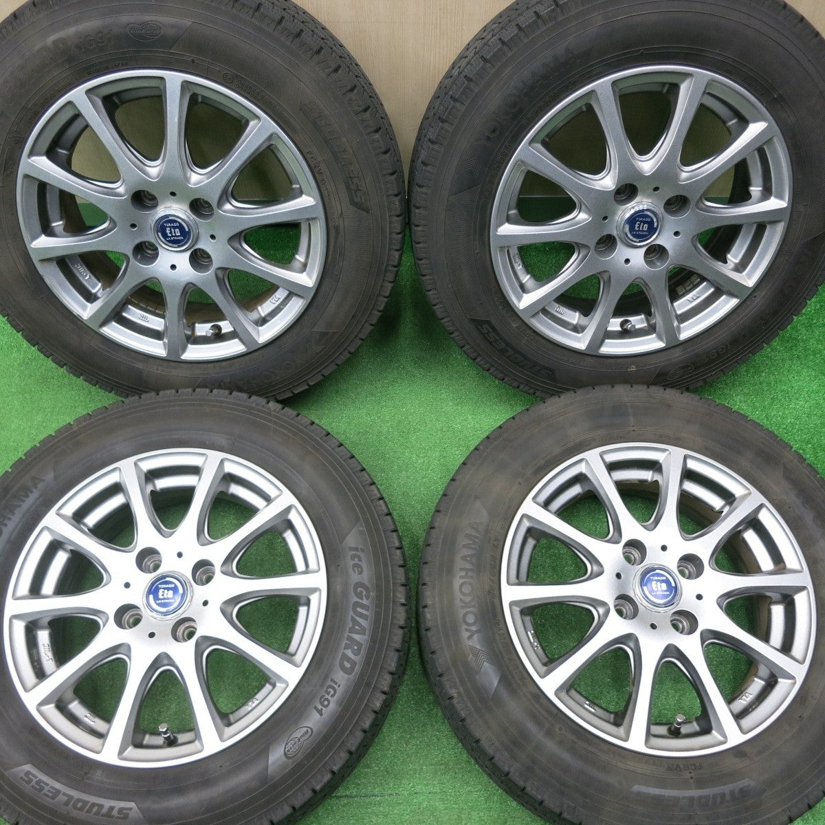 バリ溝！20年！キレイ！8.5分★スタッドレス 155/80R14 88/86N ヨコハマ アイスガード iG91 TIRADO Eta LA STRADA ティラード 14インチ PCD100/4H★4121105NJス