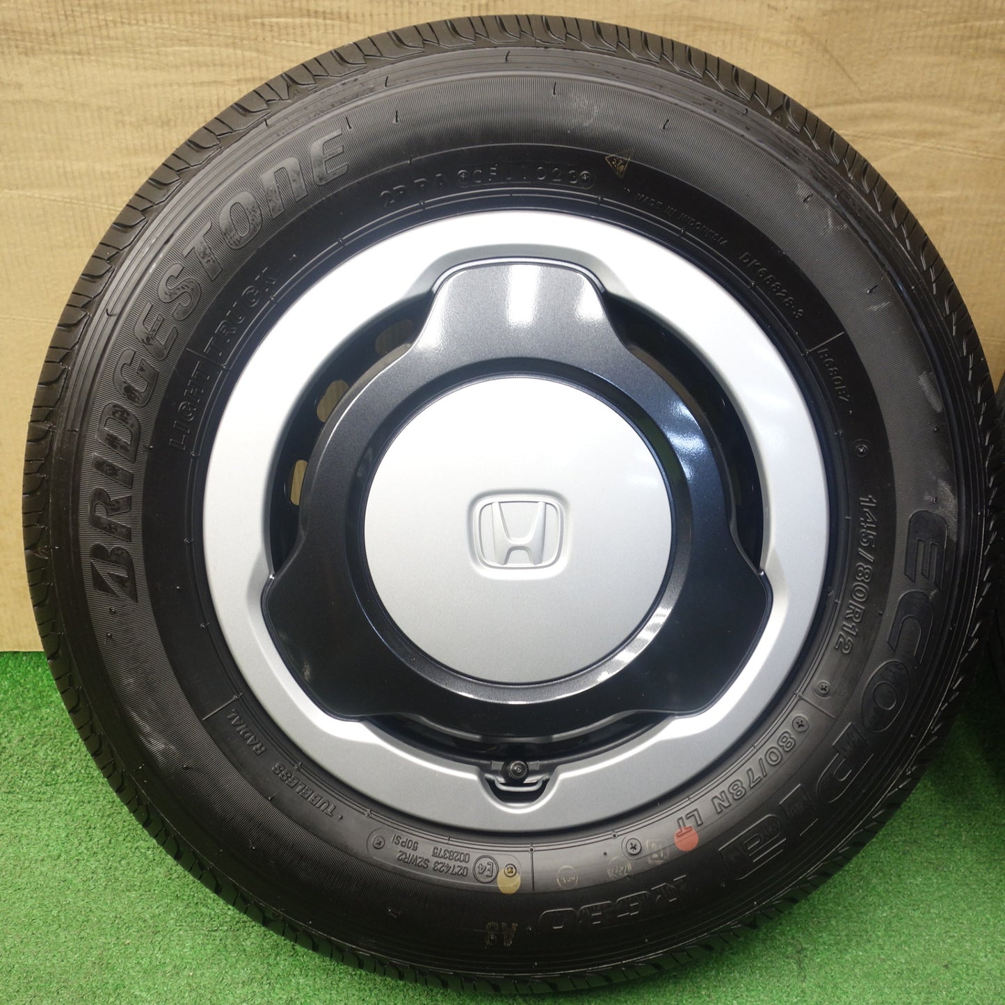 新車外し！23年★ホンダ N-VAN 純正 スチール 145/80R12 80/78N ブリヂストン エコピア R680 12インチ PCD100/4H★6020704KTノ