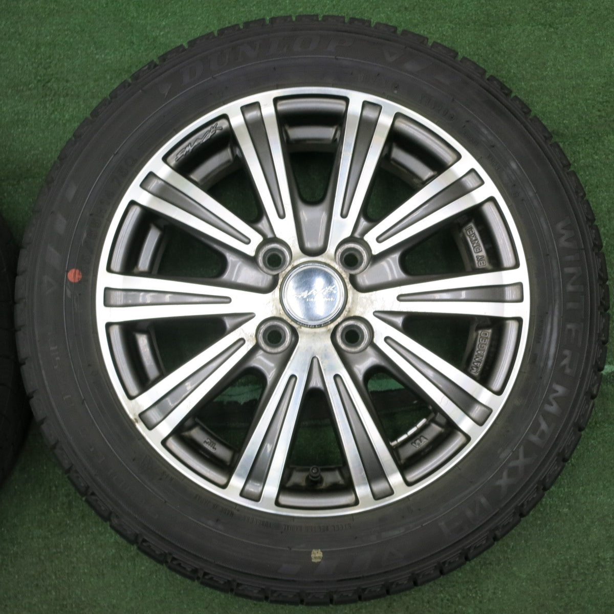 *送料無料* バリ溝！20年！8.5分★スタッドレス 155/65R14 ダンロップ ウインターマックス03 SMACK ENKEI スマック エンケイ 14インチ PCD100/4H★4051006NJス