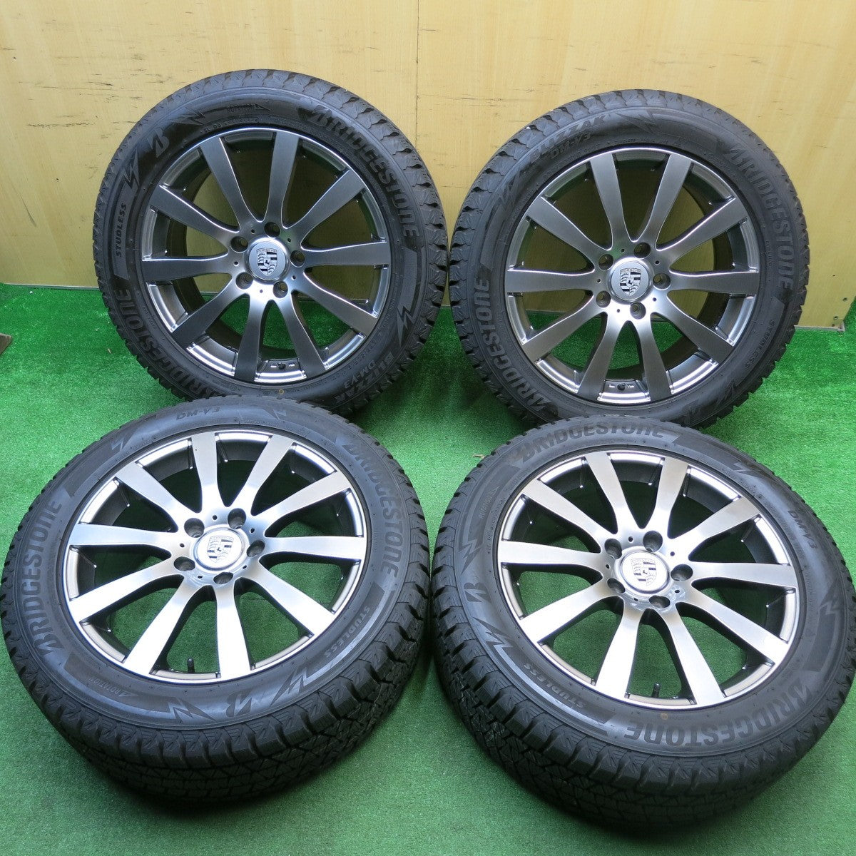 バリ溝！23年！9.5分★ポルシェ 等 EUROPREMIUM 265/50R19 スタッドレス ブリヂストン ブリザック DM-V3 19インチ ユーロプレミアム PCD130/5H★5112015HAス