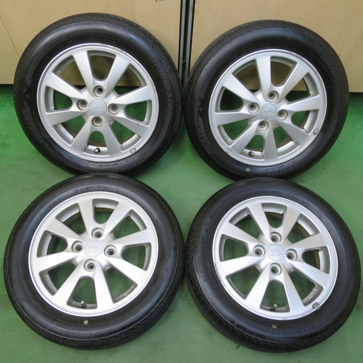 バリ溝！8.5分★ダイハツ タント 純正 155/65R14 ブリヂストン ネクストリー エコピア 14インチ PCD100/4H★5082807イノ