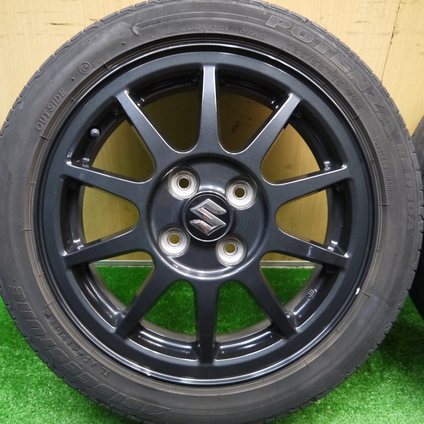 4本価格★スズキ HA36S アルト ワークス 純正 165/55R15 ブリヂストン ポテンザ RE050A 15インチ PCD100/4H★5110403Hノ