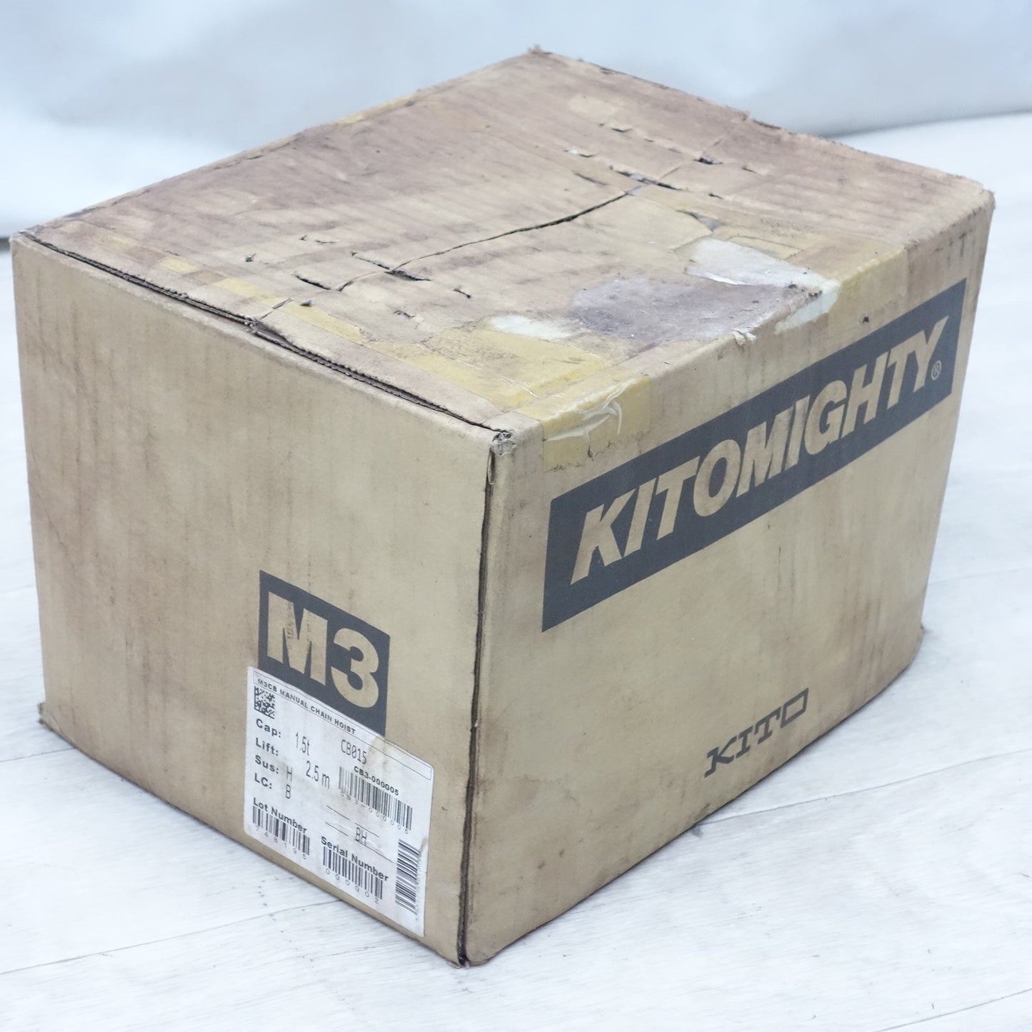 [送料無料] 未使用◆キトー マイティ M3型 チェーン ブロック CB015 1.5t 揚程2.5m 荷締め機 ガッチャ KITO◆