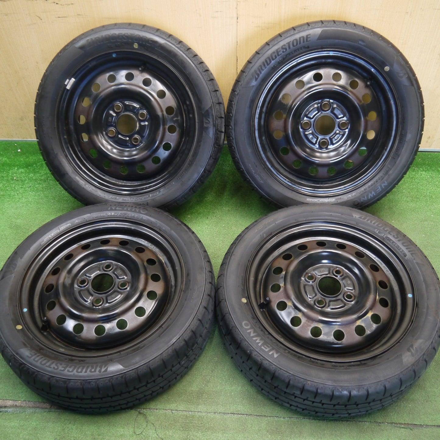 バリ溝！24年！9分★165/55R14 ブリヂストン NEWNO スチール ホイール ニューノ 14インチ 軽サイズ PCD100/4H★6052707Hノ