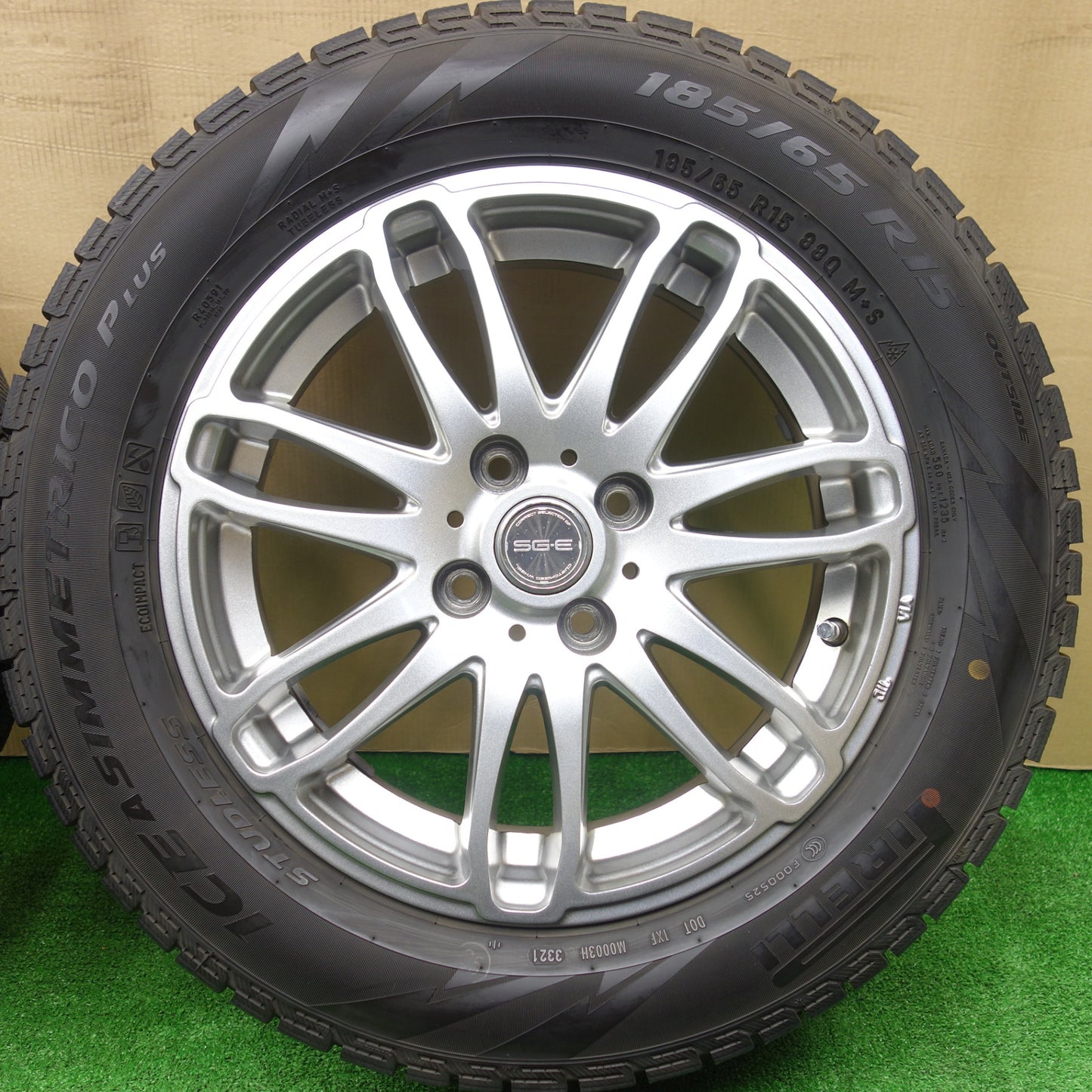 キレイ！21年★スタッドレス 185/65R15 ピレリ アイスアシンメトリコ プラス SG-E 社外 アルミ 15インチ PCD100/4H★5120103KTス