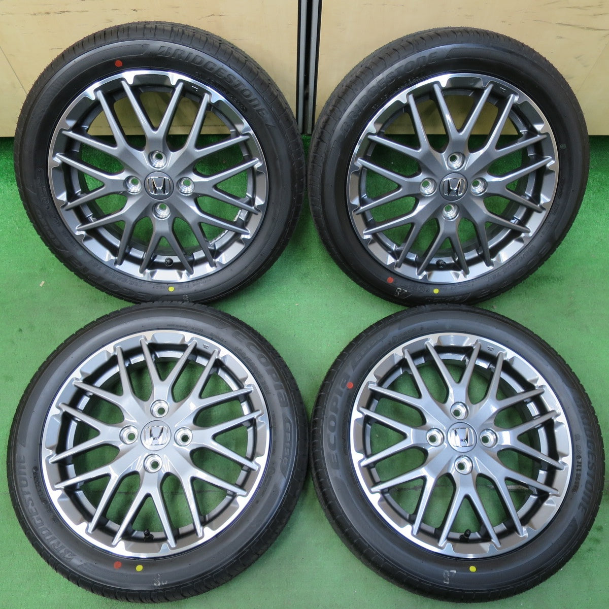 [送料無料] 新車外し！24年★ホンダ N-ONE N-BOX カスタム 純正 ENKEI 165/55R15 ブリヂストン エコピア EP150 エンケイ PCD100/4H★4110304イノ