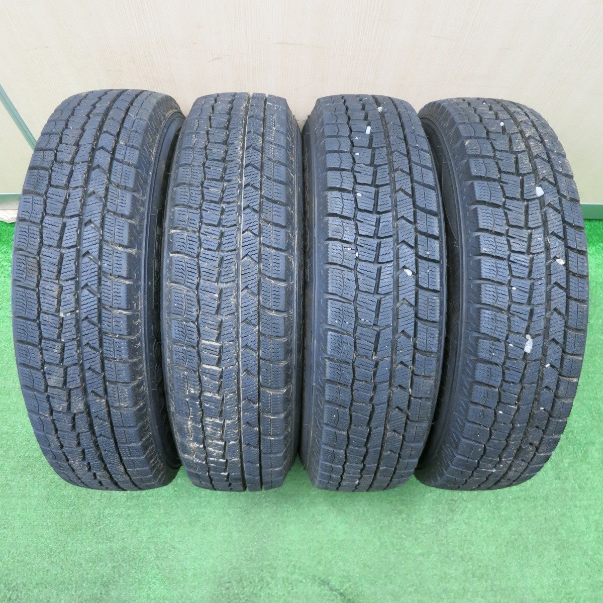 [送料無料] バリ溝！23年！キレイ！9.5分★スタッドレス 155/80R13 ダンロップ ウインターマックス WM02 BALMINUM バルミナ 13インチ PCD100/4H★5010408NJス