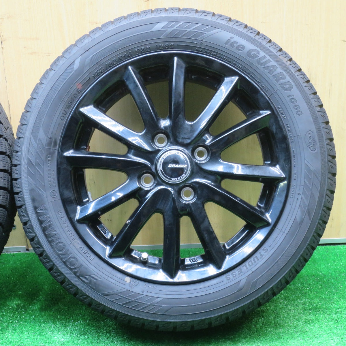 バリ溝！23年！9.5分★スタッドレス 155/65R14 ヨコハマ アイスガード iG60 QRASIZ KOSEI クレイシズ コーセイ 14インチ PCD100/4H★5101404NJス