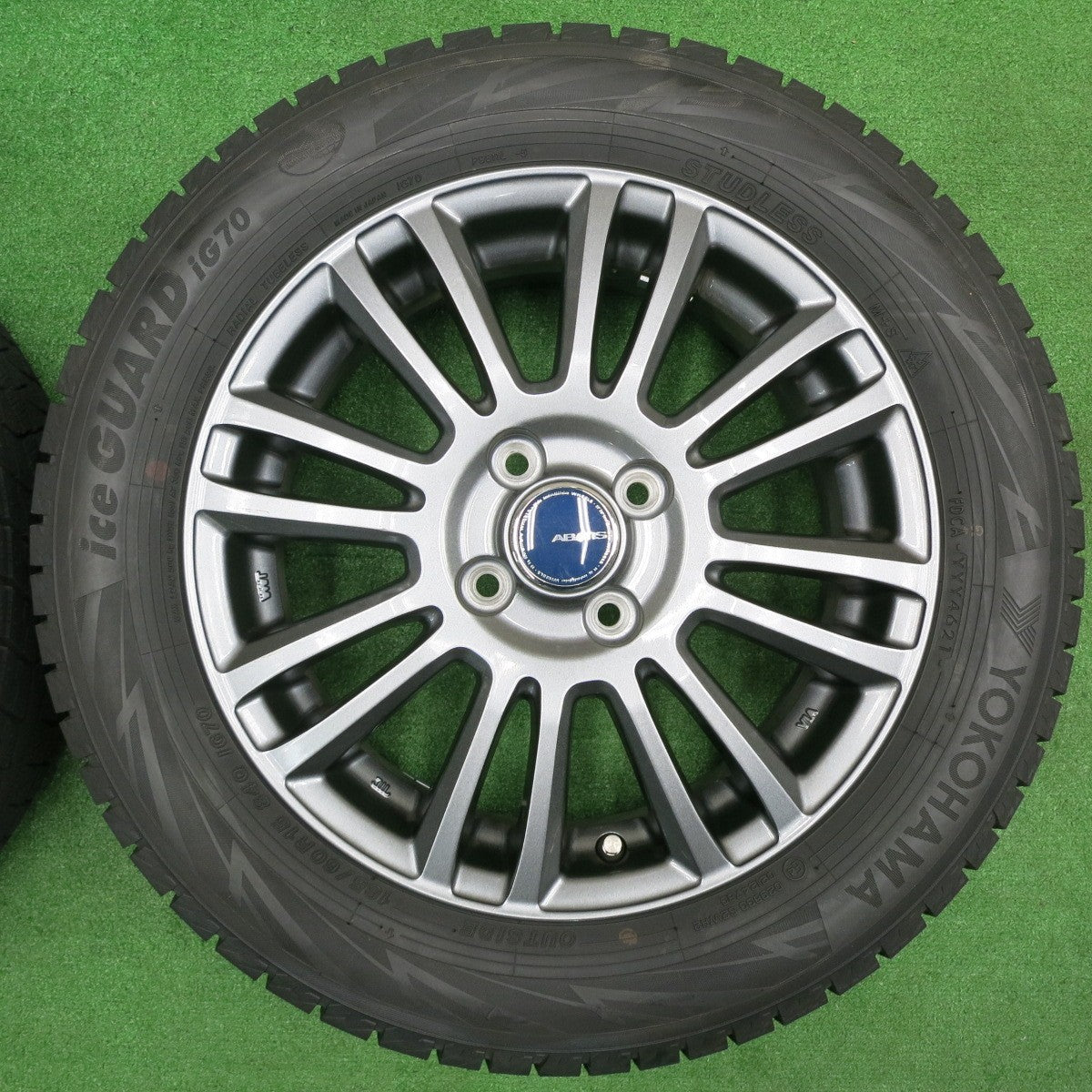 [送料無料] バリ溝！21年！キレイ！ほぼ10分★スタッドレス 185/60R15 ヨコハマ アイスガード iG70 ABATIS 15インチ PCD100/4H★4111506NJス