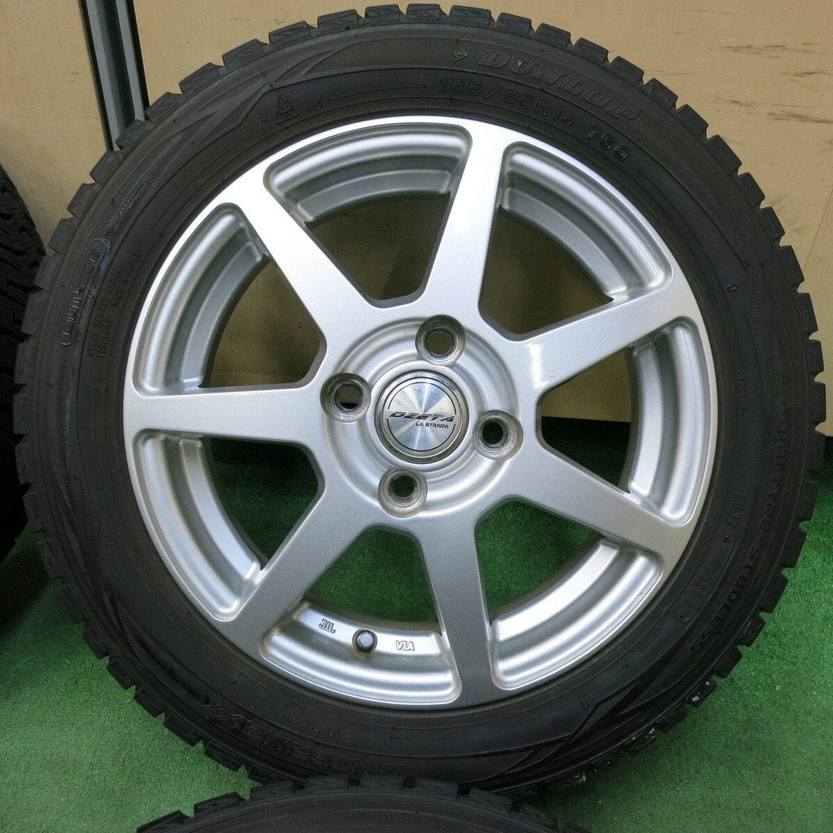 バリ溝！23年！ほぼ10分★スタッドレス 155/65R14 ダンロップ ウインターマックス WM02 WM01 DZETA LA STRADA 阿部商会 14インチ PCD100/4H★4120603SYス