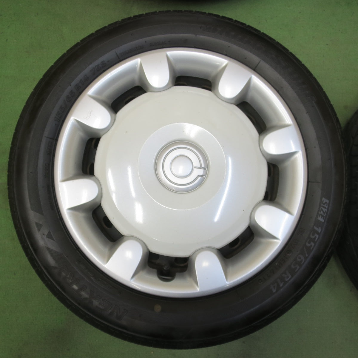 バリ溝！9.5分以上★ダイハツ ムーヴ キャンバス 純正 スチール 155/65R14 ブリヂストン ネクストリー エコピア 14インチ PCD100/4H★6052602イノ