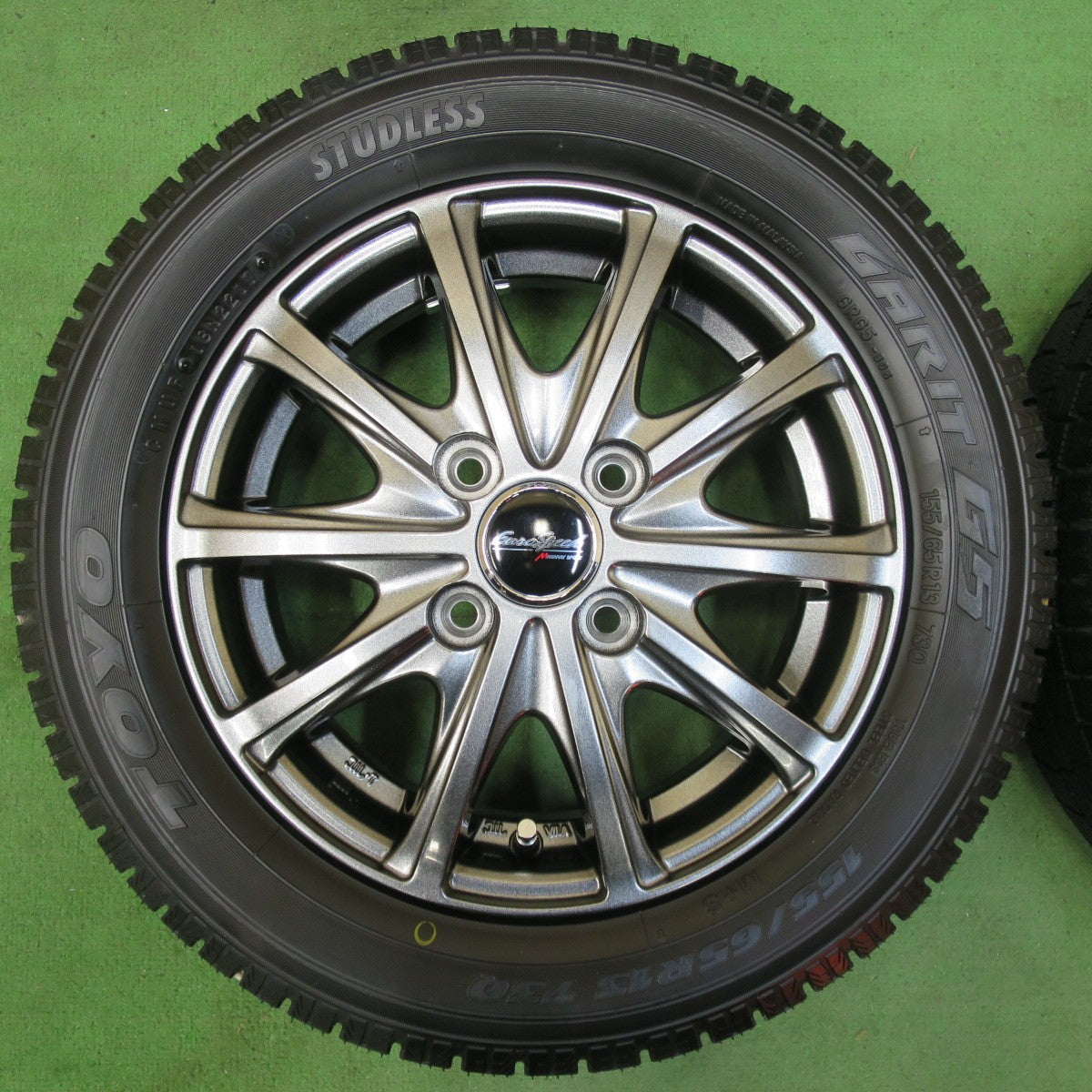 [送料無料] バリ溝！キレイ！ほぼ10分★スタッドレス 155/65R13 トーヨー ガリット G5 EuroSpeed MANARAY SPORT ユーロスピード マナレイ 13インチ PCD100/4H★5021713イス